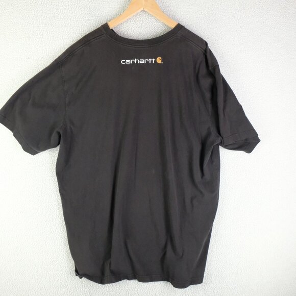 Carhartt T Shirt Mens 2Xl Xxl Black Spell Out Double Sided Short Sleeve Worn - Picture 2 of 7